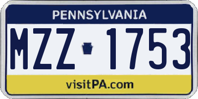 PA license plate MZZ1753