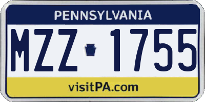 PA license plate MZZ1755