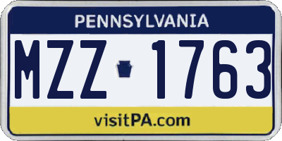 PA license plate MZZ1763