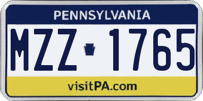 PA license plate MZZ1765