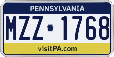 PA license plate MZZ1768