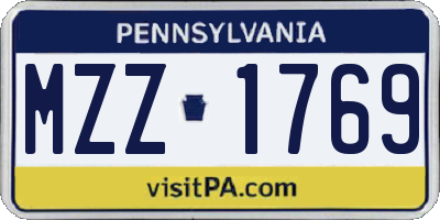 PA license plate MZZ1769