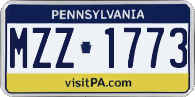 PA license plate MZZ1773