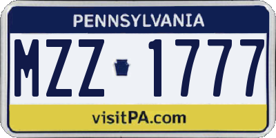 PA license plate MZZ1777