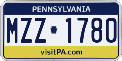 PA license plate MZZ1780