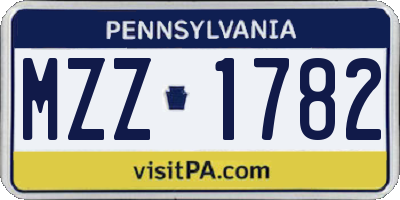 PA license plate MZZ1782