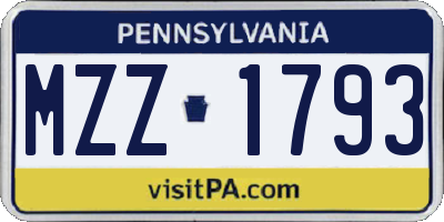 PA license plate MZZ1793
