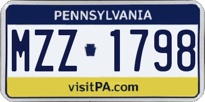 PA license plate MZZ1798