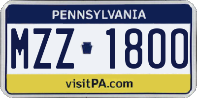PA license plate MZZ1800