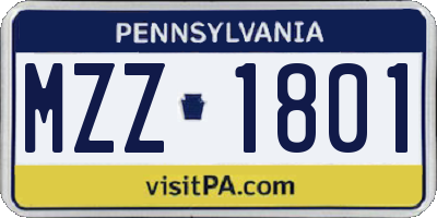 PA license plate MZZ1801