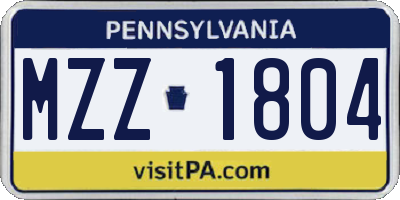 PA license plate MZZ1804