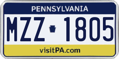 PA license plate MZZ1805