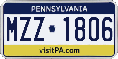 PA license plate MZZ1806