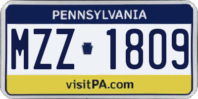 PA license plate MZZ1809