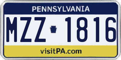 PA license plate MZZ1816