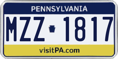 PA license plate MZZ1817
