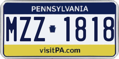 PA license plate MZZ1818