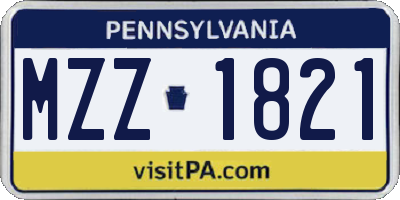 PA license plate MZZ1821