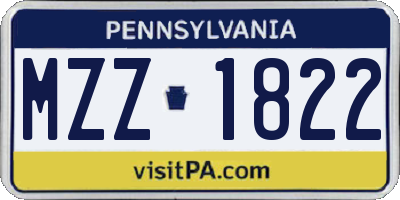 PA license plate MZZ1822