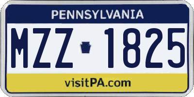 PA license plate MZZ1825