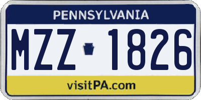 PA license plate MZZ1826