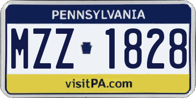 PA license plate MZZ1828
