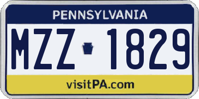 PA license plate MZZ1829