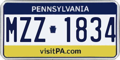 PA license plate MZZ1834