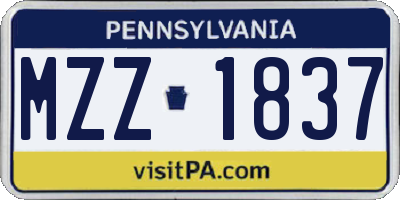 PA license plate MZZ1837