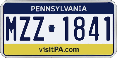 PA license plate MZZ1841
