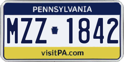 PA license plate MZZ1842