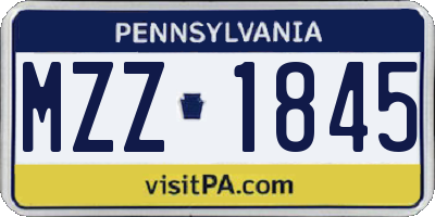 PA license plate MZZ1845