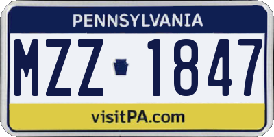 PA license plate MZZ1847