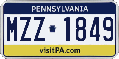 PA license plate MZZ1849