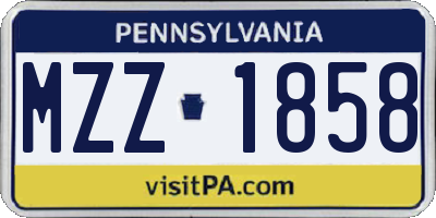 PA license plate MZZ1858