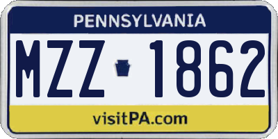 PA license plate MZZ1862