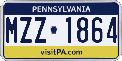 PA license plate MZZ1864