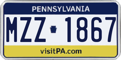 PA license plate MZZ1867