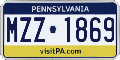 PA license plate MZZ1869