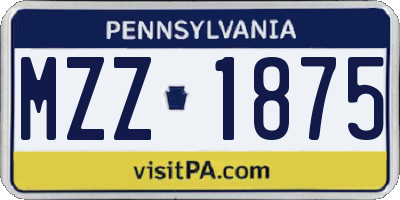 PA license plate MZZ1875