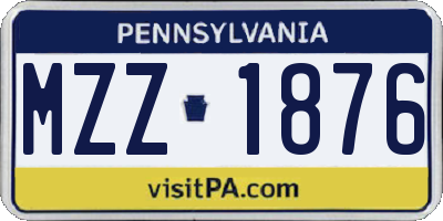 PA license plate MZZ1876