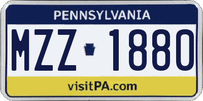 PA license plate MZZ1880