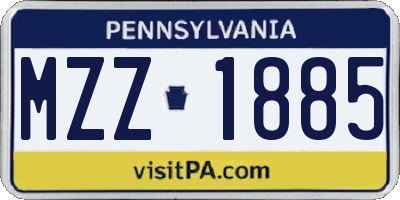 PA license plate MZZ1885
