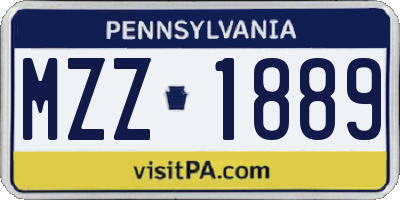PA license plate MZZ1889