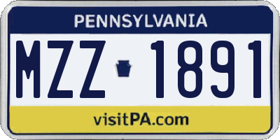 PA license plate MZZ1891