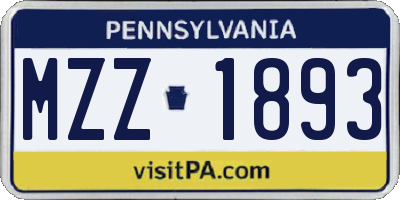 PA license plate MZZ1893