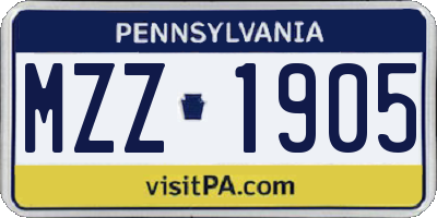 PA license plate MZZ1905