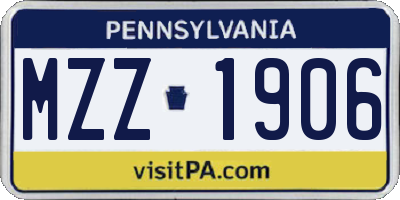 PA license plate MZZ1906