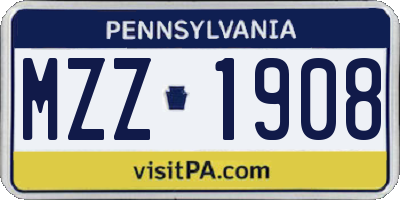 PA license plate MZZ1908
