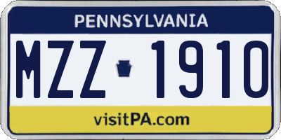 PA license plate MZZ1910